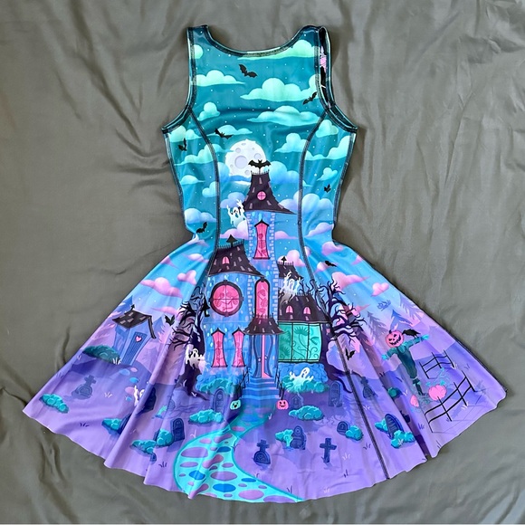 House of Horrors vs  Dancing Skeletons Inside Out Dress- Blackmilk - Picture 8 of 12